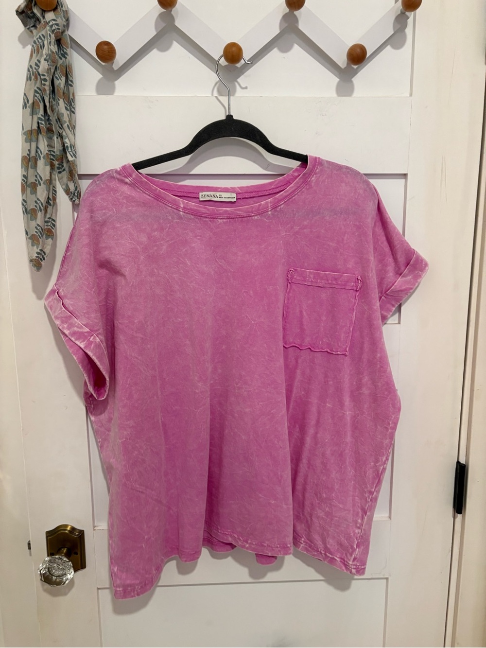 Zenana Outfitters Washed Pink Short Sleeve Pocket Tee NWOT